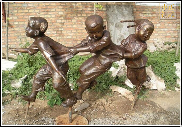 三個(gè)小孩園林人物銅雕塑.jpg