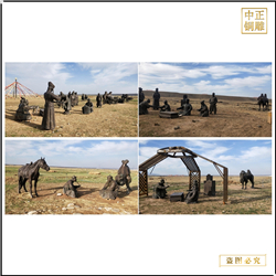 草原景觀人物銅雕塑鑄造