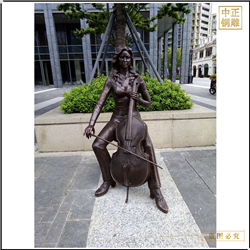 室外廣場(chǎng)拉琴人物雕塑 